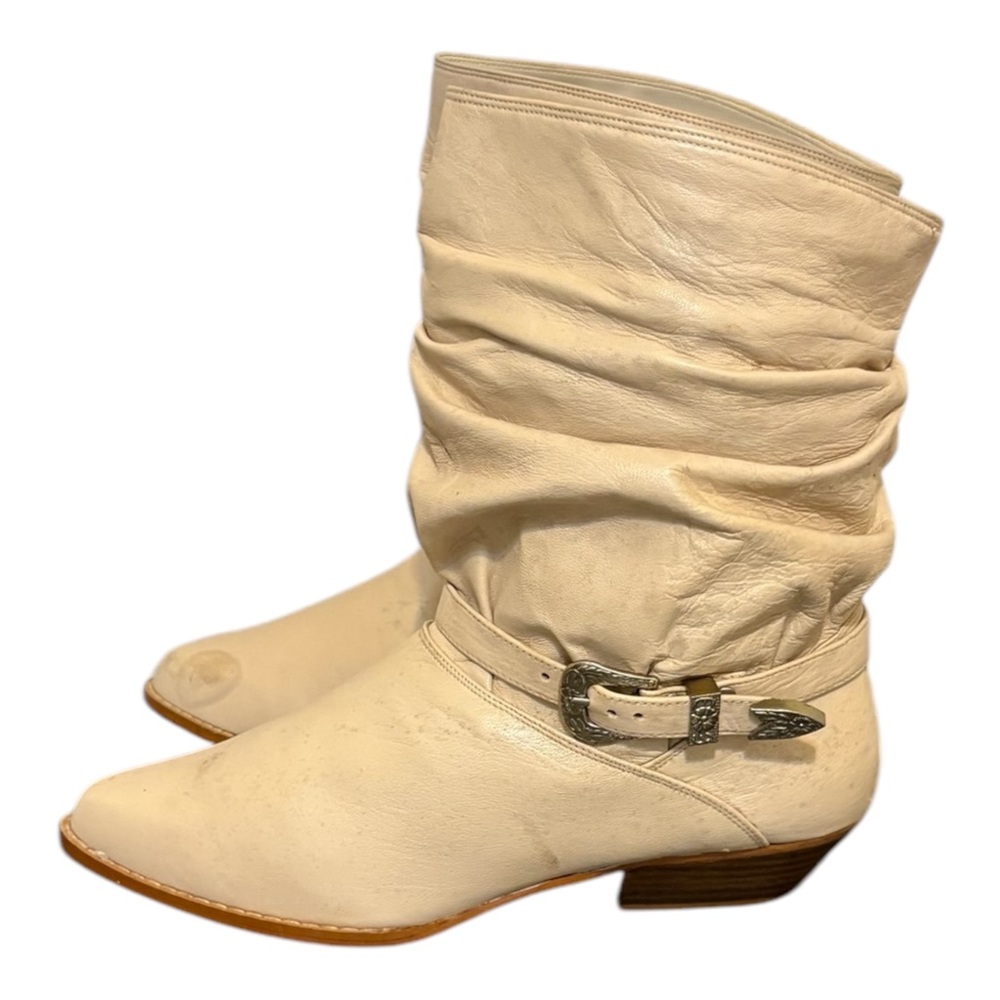 Vintage Boots-Ankle Boots-Cream Boots-Short Boots-Flat Boots. View 5